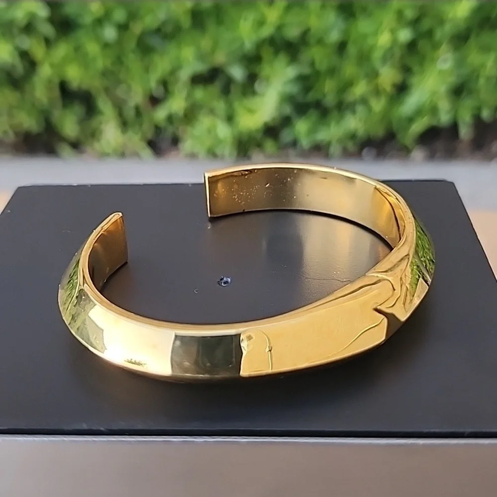 Kate Spade New York Raise The Bar Shiny Cuff Hinged Gold Tone Bracelet - Picture 5 of 5